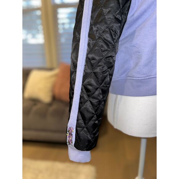 Upcycled Zara Quilted Sleeves Lavender Sweatshirt Pull Over Size S SAME DAY SHIP - Picture 2 of 6